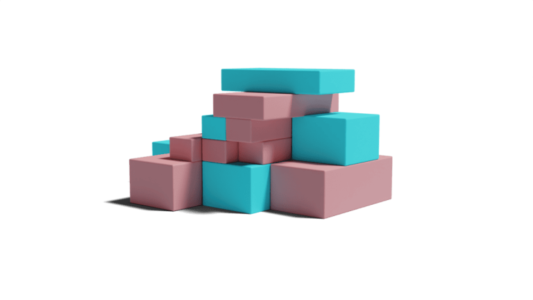 Blue and pink blocks stacked on blog post hero image RFP for pricing software